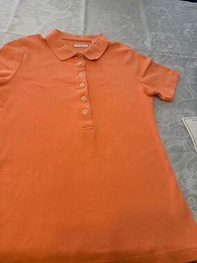 Women’s Long Sleeve Polo Tee in Coral Orange